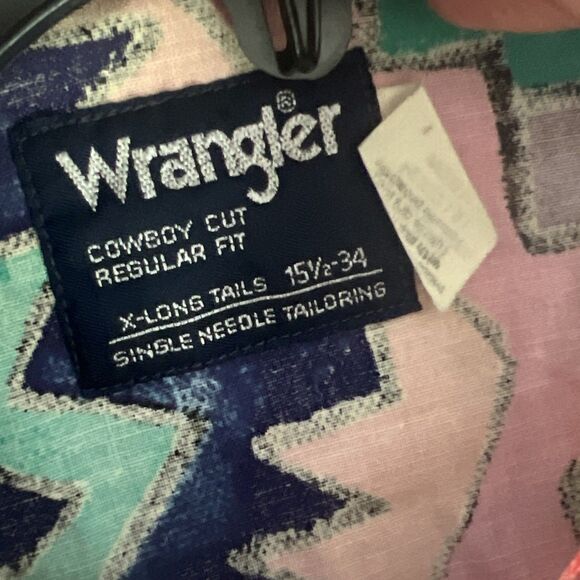 VTG Wrangler Cowboy Cut Rodeo Shirt Made USA Multicolor Size M-L Fresh Price - Picture 7 of 13